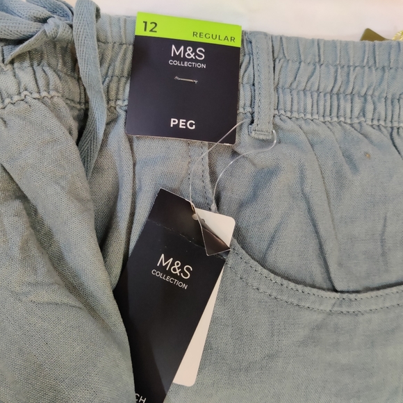 Linen Mix Plain Tapered Fit Trouser - Picture 4 of 5